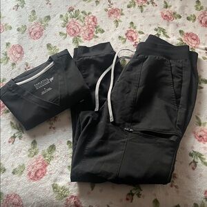 Fabletics High Waisted Black Jogger Set scrubs